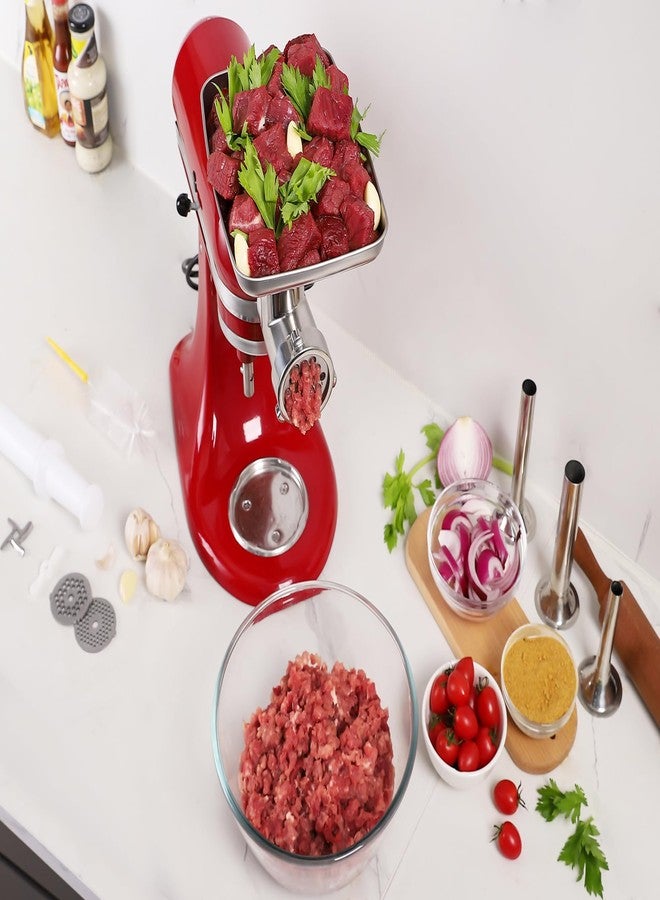 KINGEAGLE Food Grinder Attachment for KitchenAid Mixers,Stainless Steel Dishwasher Safe Meat Mincer Accessories Set Included 3 Sausage Stuffer Tubes - Image 4